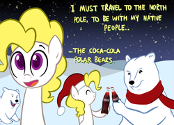 Size: 800x575 | Tagged: safe, artist:willdrawforfood1, surprise, bear, polar bear, ask surprise, g1, g4, ask, coca-cola, g1 to g4, generation leap