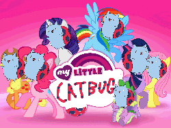 Size: 2048x1536 | Tagged: safe, edit, applejack, fluttershy, pinkie pie, rainbow dash, rarity, spike, twilight sparkle, earth pony, pegasus, pony, g4, 1000 hours in ms paint, bravest warriors, catbug, flying, gif, logo, logo edit, mane seven, mane six, ms paint, my little x, non-animated gif, raised hoof, sitting, spread wings
