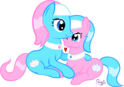 Size: 5768x4068 | Tagged: safe, artist:saturnstar14, aloe, lotus blossom, earth pony, pony, g4, absurd resolution, cuddling, cute, duo, duo female, female, simple background, sisters, spa twins, spaww twins, transparent background, vector