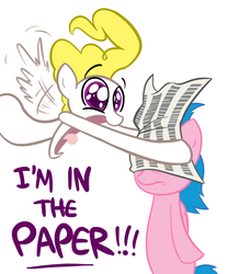 Size: 1000x1200 | Tagged: safe, artist:willdrawforfood1, firefly, surprise, pegasus, pony, ask surprise, g1, g4, dialogue, duo, duo female, female, g1 to g4, generation leap, mare, newspaper, open mouth, simple background, white background
