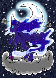 Size: 2300x3200 | Tagged: safe, artist:arsenaltxgear, princess luna, g4, cloud, female, moon, solo, stars