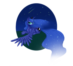 Size: 900x810 | Tagged: dead source, safe, artist:flower-shy, princess luna, alicorn, pony, g4, female, shooting star, solo