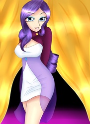 Size: 724x1000 | Tagged: safe, artist:viracon, rarity, human, g4, breasts, busty rarity, cleavage, female, humanized, solo