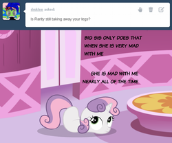 Size: 597x496 | Tagged: safe, sweetie belle, worm pony, ask sweetiepoo, g4, legless, modular, sweetie poo, sweetiebuse, sweetiepoo