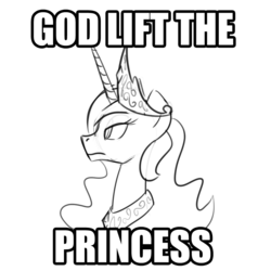 Size: 1000x1000 | Tagged: artist needed, safe, princess celestia, g4, do you even lift, image macro, meme, parody