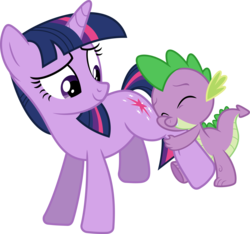 Size: 8533x8000 | Tagged: safe, artist:psychicwalnut, spike, twilight sparkle, dragon, pony, unicorn, g4, spike at your service, .svg available, absurd resolution, cute, female, hug, leg hug, male, mare, simple background, transparent background, unicorn twilight, vector