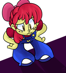 Size: 1750x1926 | Tagged: safe, artist:fauxsquared, apple bloom, human, g4, female, humanized, overalls, solo