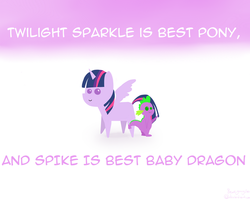 Size: 1000x800 | Tagged: safe, artist:bewegungslos, spike, twilight sparkle, alicorn, pony, g4, best pony, female, mare, pointy ponies, twilight sparkle (alicorn)