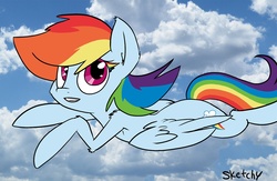 Size: 1280x836 | Tagged: safe, artist:lizzyoli-ravioli, rainbow dash, g4, female, flying, solo