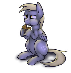 Size: 1024x1041 | Tagged: safe, artist:omnifob, derpy hooves, pegasus, pony, g4, eating, female, mare, muffin, solo