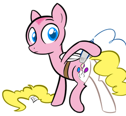 Size: 500x462 | Tagged: safe, artist:sirpayne, artist:willdrawforfood1, edit, pinkie pie, surprise, ask surprise, g1, g4, ask, female, g1 to g4, generation leap, mare, shaved, simple background, white background