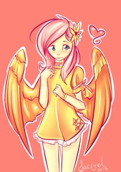 Size: 826x1169 | Tagged: safe, artist:lacryel, fluttershy, human, g4, female, humanized, solo, winged humanization