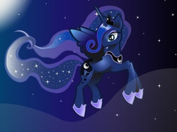 Size: 1088x814 | Tagged: dead source, safe, artist:monsterswonderland, princess luna, g4, female, flying, solo