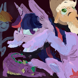 Size: 1000x1000 | Tagged: safe, artist:cutebrows, applejack, rainbow dash, spike, twilight sparkle, g4, abstract