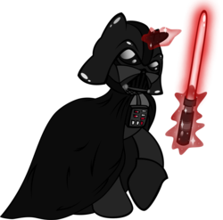 Size: 1549x1531 | Tagged: safe, artist:kannatc, pony, unicorn, crossover, darth vader, energy weapon, glowing horn, hooves, horn, levitation, lightsaber, magic, male, ponified, raised hoof, simple background, solo, stallion, star wars, telekinesis, transparent background, weapon