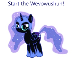 Size: 1024x826 | Tagged: safe, artist:fluttershyfan94, nightmare moon, g4, cute, female, filly, image macro, looking at you, nightmare woon, smiling, smirk, solo