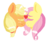 Size: 484x425 | Tagged: safe, artist:lawlski, applejack, fluttershy, g4, female, heart, lesbian, missing accessory, ship:appleshy, shipping