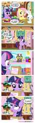 Size: 900x3188 | Tagged: safe, artist:pixelkitties, angel bunny, fluttershy, twilight sparkle, g4, arrested development, comic, magnetic poetry, no mouth, shipper on deck, stay out of my shed