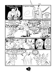Size: 2551x3295 | Tagged: safe, artist:taekwon-magic, queen chrysalis, changeling, changeling queen, comic:my little chrysi love is delicious, g4, comic, spanish