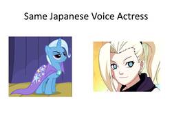 Size: 960x720 | Tagged: safe, trixie, g4, exploitable meme, japanese, naruto, ryoka yuzuki, same voice actor, yamanaka ino