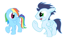 Size: 944x600 | Tagged: safe, artist:rebron-y, artist:thunderelemental, rainbow dash, soarin', pegasus, pony, g4, duo, female, male, ship:soarindash, shipping, simple background, straight, transparent background, vector