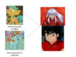 Size: 960x720 | Tagged: safe, snails, snips, g4, akira ishida, english, exploitable meme, inuyasha, inuyasha (character), japanese, kappei yamaguchi, ranma 1/2, ranma saotome, richard ian cox, same voice actor