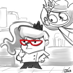 Size: 600x600 | Tagged: safe, artist:johnjoseco, princess celestia, princess luna, princess molestia, g4, dee dee, dexter, dexter's laboratory, glasses, parody, rapeface, tumblr