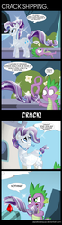 Size: 1430x5200 | Tagged: safe, artist:zsparkonequus, rarity, spike, crystal pony, dragon, pony, unicorn, g4, biting, comic, crystal rarity, crystallized, dialogue, female, looking back, male, mare, request, schwoopy loopy, speech bubble, tail, tail bite, tasty empire, wat, wide eyes