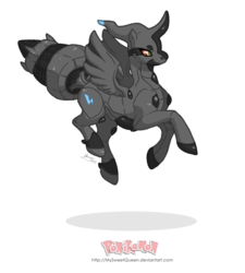 Size: 900x1002 | Tagged: safe, artist:almairis, zekrom, floating, pokémon, ponified, ponymon, simple background, solo, transparent background