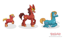 Size: 1280x768 | Tagged: safe, artist:almairis, brothers, colt, darmanitan, darumaka, evolution chart, foal, male, pokémon, ponified, ponymon, prone, rearing, simple background, stallion, transparent background, trio