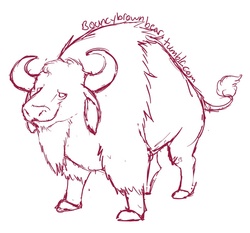 Size: 796x741 | Tagged: safe, artist:violetvampirevixen, bison, buffalo, 30 minute art challenge, horn, long horn