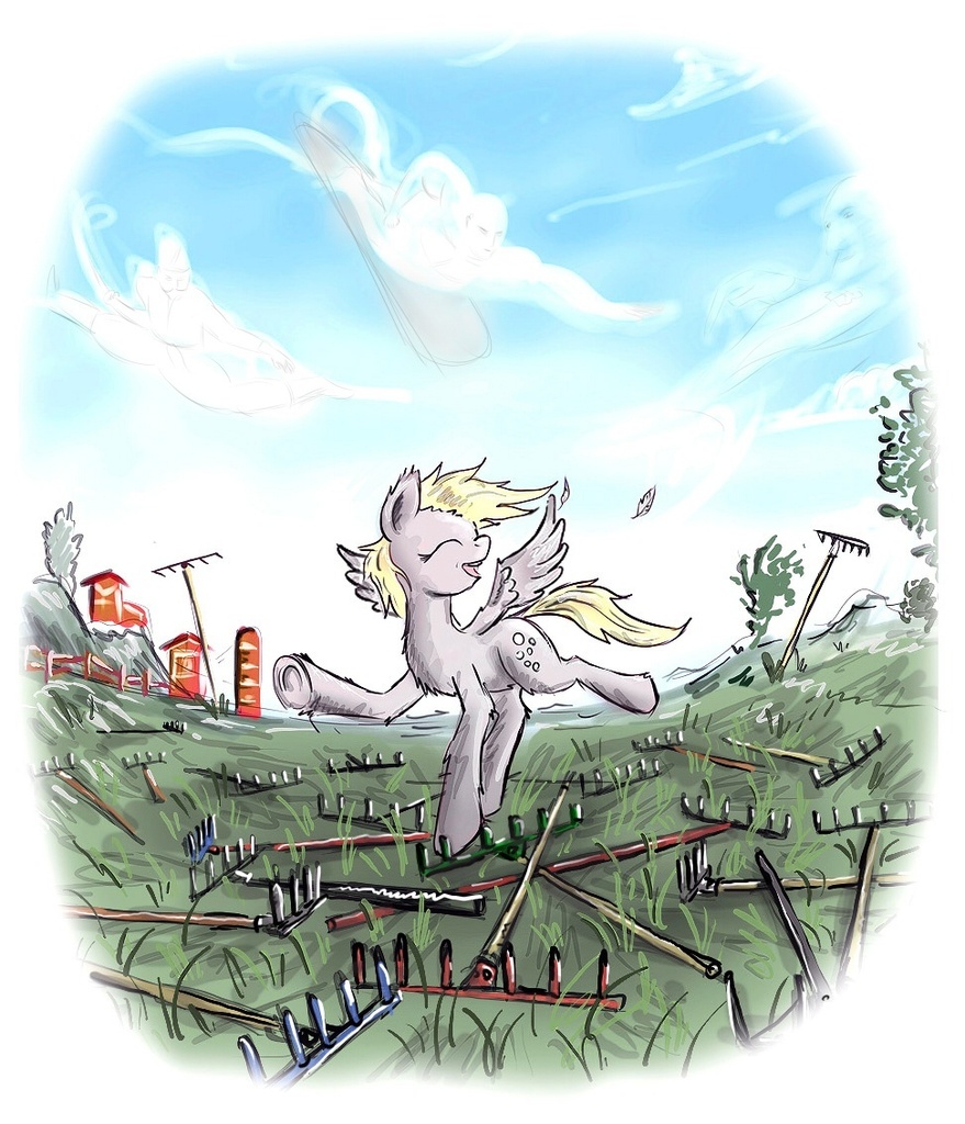 Derpy Rake #318753 - safe, artist:agm, edit, derpy hooves, pegasus, pony, g4 ...