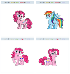 Size: 534x569 | Tagged: safe, pinkie pie, rainbow dash, g4, exploitable meme, juxtaposition, juxtaposition win