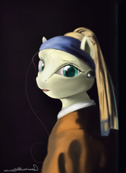 Size: 2544x3487 | Tagged: safe, artist:auroriia, fluttershy, g4, fine art parody, girl with a pearl earring, ponified