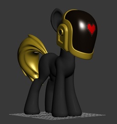 Size: 589x622 | Tagged: safe, artist:hashbro, pony, 3d, daft punk, guy-manuel de homem-christo, model, ponified, solo, wip