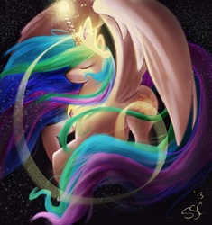 Size: 749x797 | Tagged: safe, artist:seyllah, princess celestia, g4, female, glowing, magic, solo