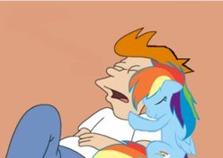 Size: 283x200 | Tagged: safe, artist:therealfry1, rainbow dash, g4, crossover, futurama, male, philip j. fry