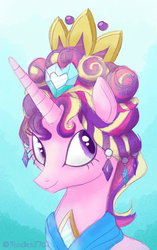 Size: 600x958 | Tagged: safe, artist:toodles3702, princess cadance, alicorn, pony, g4, alternate hairstyle, ceremonial headdress, crown, female, mare, solo