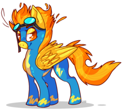 Size: 1100x1000 | Tagged: safe, artist:ooshii, spitfire, pegasus, pony, g4, female, goggles, looking at you, simple background, solo, transparent background, wonderbolts uniform