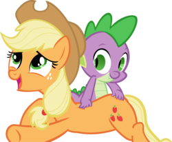 Size: 4000x3291 | Tagged: safe, artist:ponyeffectrus, screencap, applejack, spike, dragon, earth pony, pony, g4, spike at your service, female, hand on butt, high res, lip bite, male, mare, massage, simple background, transparent background, vector