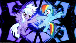 Size: 1920x1080 | Tagged: safe, artist:game-beatx14, cloudchaser, rainbow dash, g4, hoofbump, vector, wallpaper