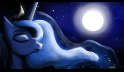 Size: 2500x1458 | Tagged: safe, artist:blackdema, princess luna, g4, female, night, solo