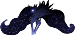 Size: 2325x1147 | Tagged: safe, artist:mimipony, princess luna, g4, female, glowing eyes, simple background, solo