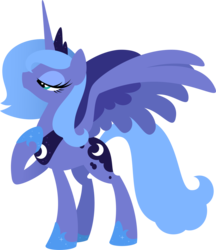 Size: 1280x1484 | Tagged: safe, artist:hexfloog, princess luna, g4, bedroom eyes, female, lineless, raised hoof, s1 luna, simple background, solo, spread wings, transparent background, vector