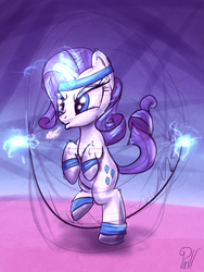 Size: 1500x2000 | Tagged: safe, artist:pirill, rarity, pony, g4, exercise, female, headband, jump rope, solo, sweatband