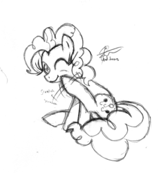 Size: 1429x1532 | Tagged: safe, artist:leadhooves, pinkie pie, earth pony, pony, g4, behaving like a dog, cute, daaaaaaaaaaaw, female, monochrome, puppy pie, solo