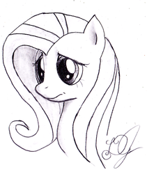 Size: 1276x1512 | Tagged: safe, artist:dj-black-n-white, fluttershy, g4, female, monochrome, solo, traditional art