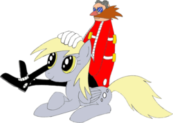 Size: 843x601 | Tagged: safe, artist:jeraldkintobor, derpy hooves, pegasus, pony, g4, crossover, doctor eggman, female, male, mare, simple background, sonic the hedgehog (series), transparent background