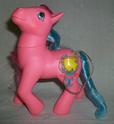 Size: 588x641 | Tagged: safe, photographer:lancer, bubblefish, earth pony, pony, g1, 3d cutie mark, female, irl, photo, smiling, solo, toy