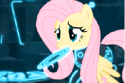 Size: 300x200 | Tagged: safe, artist:alstiff, angel bunny, fluttershy, g4, 2013, animated, artifact, crossover, tron